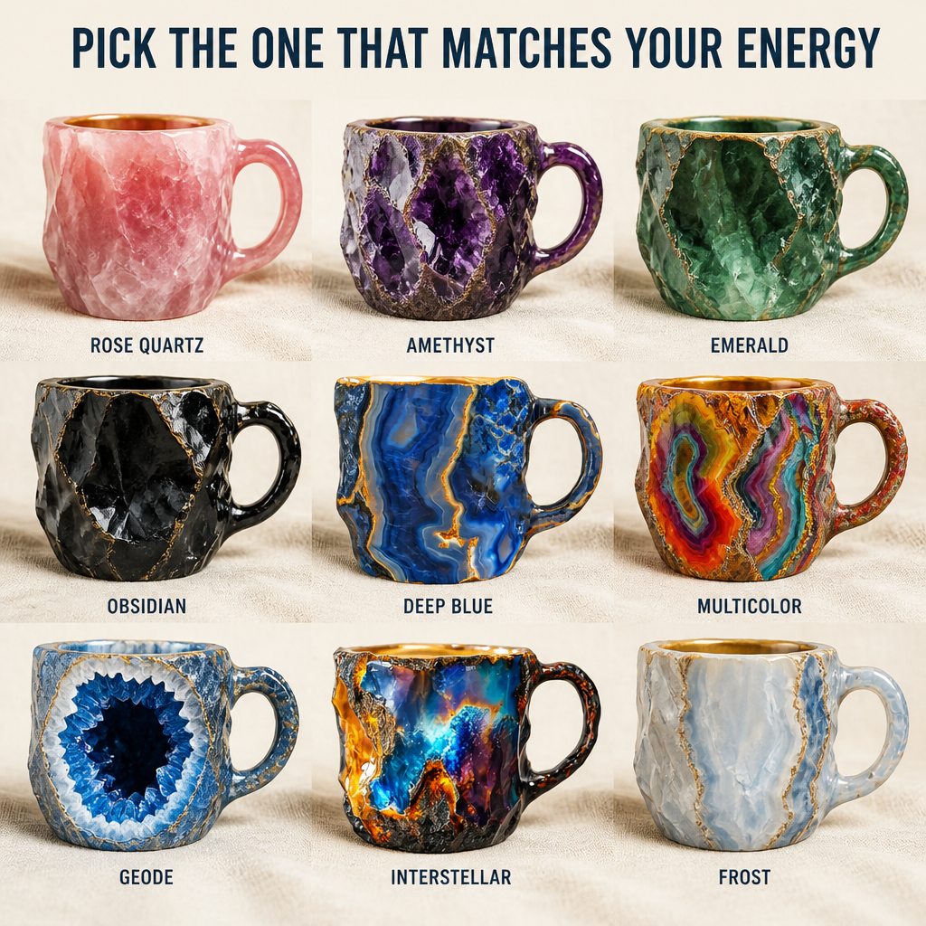 ElementaGlow™ — Pour Your Coffee Into a Hand-Finished Crystal Geode Mug