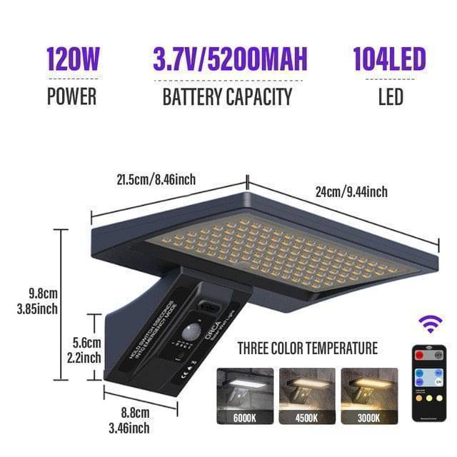 LED Street Lamp with Solar Power, Waterproof IP65 for Outdoor Use