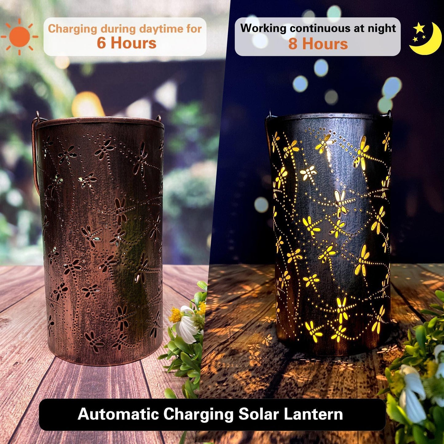 2 Pieces Solar Hollow Shadow Cast Lantern - Dragonfly - If you say i do