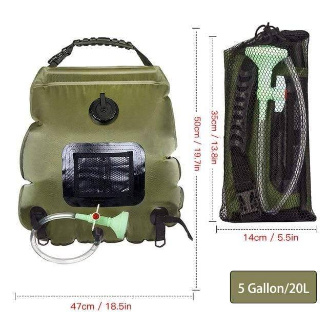 5 Gallon (20L) Portable Camp Shower Bag with Solar Heating