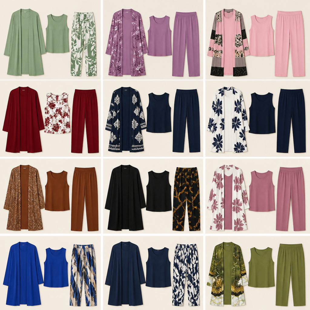 LioraLuxe™ – Elegant Open-Front 3-Piece Cardigan & Pant Set
