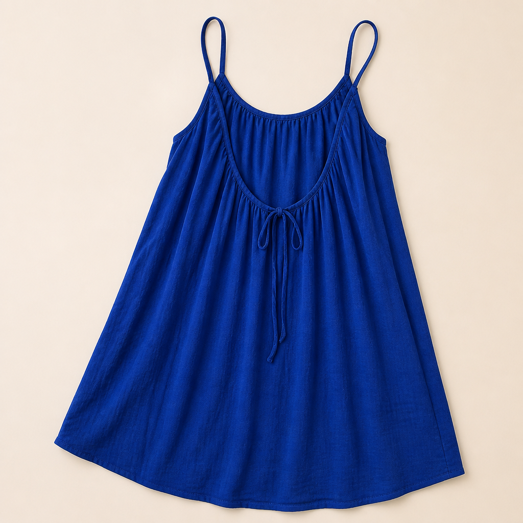 LunaVibe™ – Flowy Open-Back Cami Sundress with Adjustable Tie