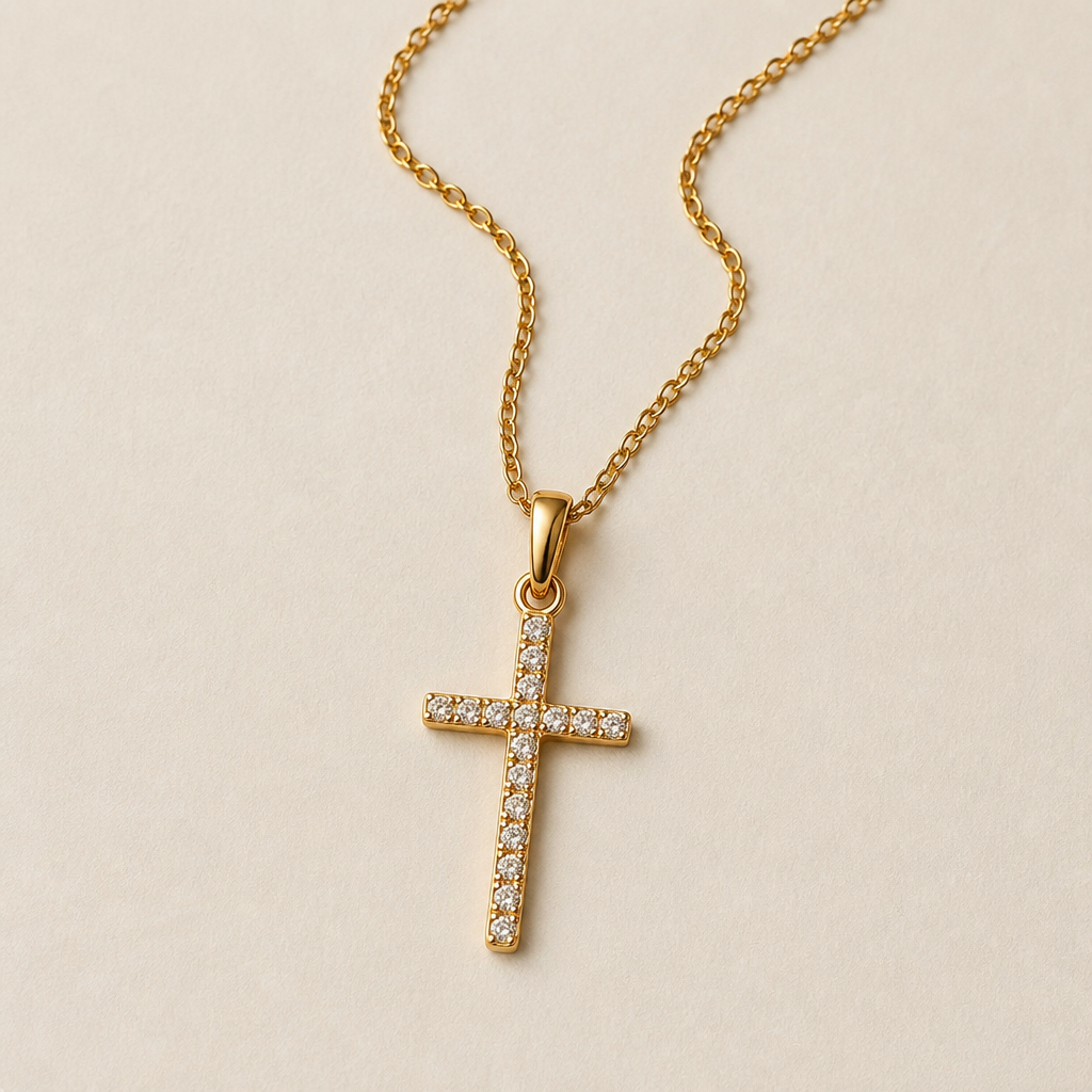 LustreRise™ – Sparkling Pavé Zircon Cross Pendant Necklace