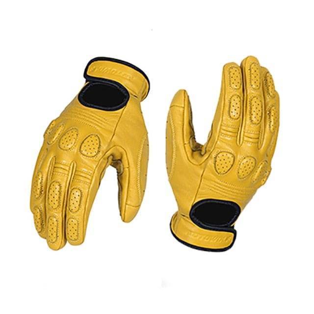 Classic Leather Motorcycle Gloves in Sheepskin Style