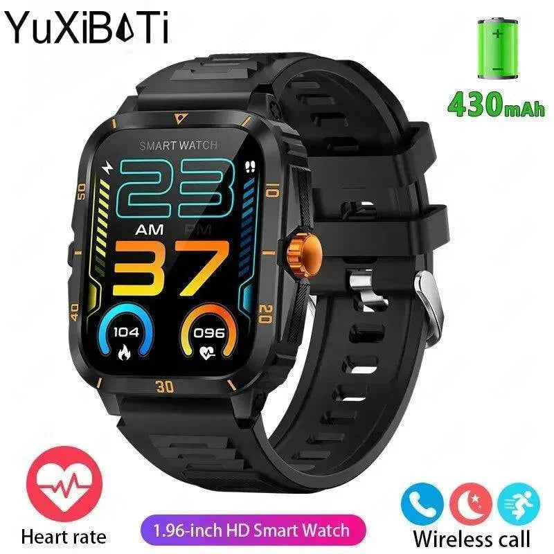 Men's Durable Military-Style Smartwatch with Bluetooth Calling & Fitness Tracking