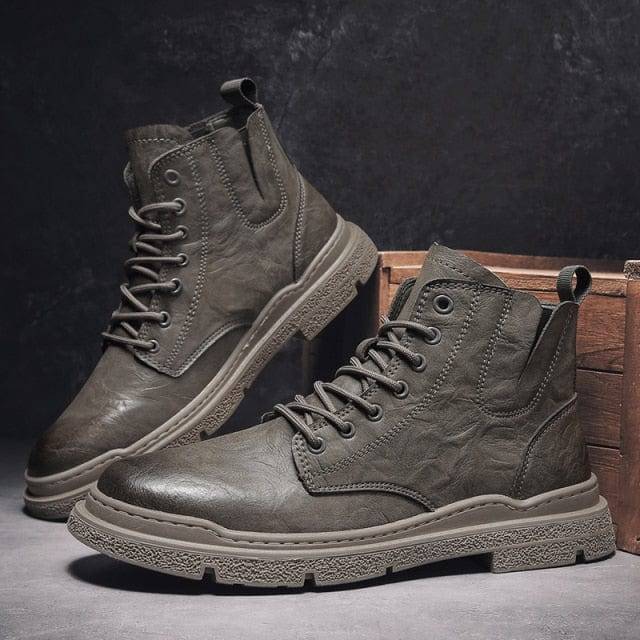 Men's Vintage Leather Ankle Boots - Durable and Stylish Footwear