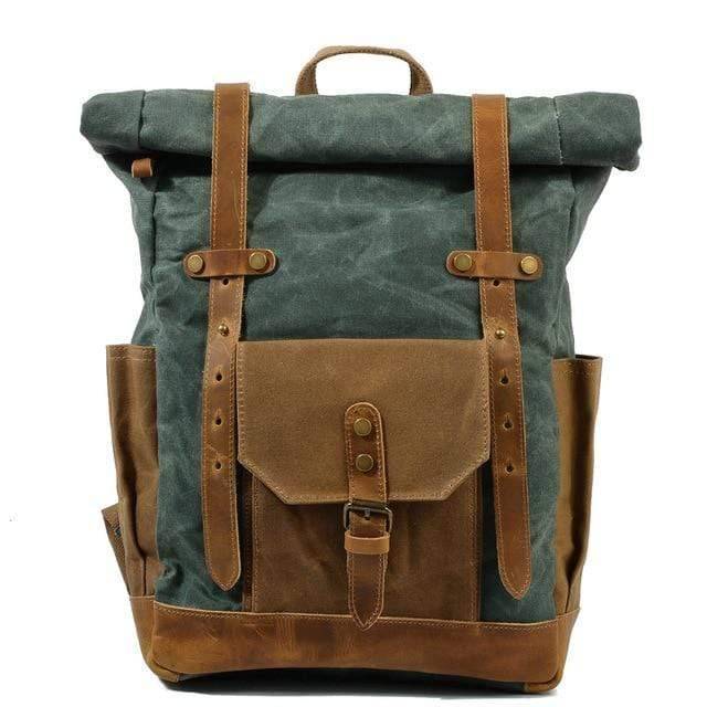 Durable Vintage Canvas and Leather Backpack for Men
