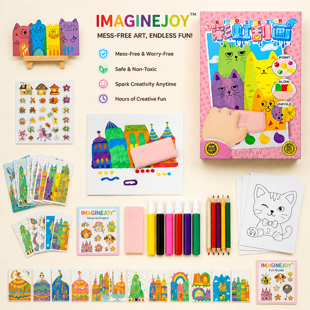 ImagineJoy™ — Squeeze, Scrape & Reveal Rainbow Art With Zero Table Mess | Screen-Free Fun