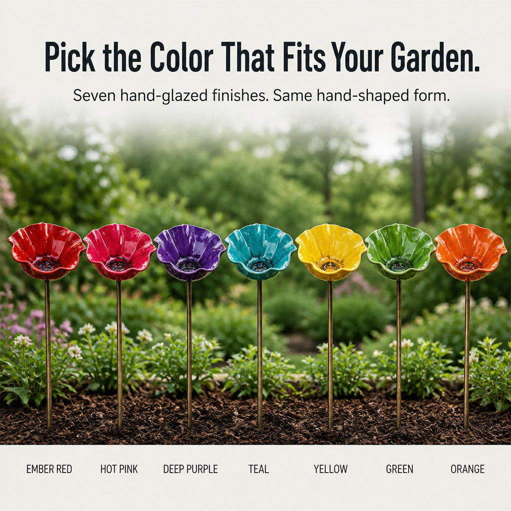 LiveFlare™ — Stake One Hand-Glazed Bloom Birds and Bees Show Up For