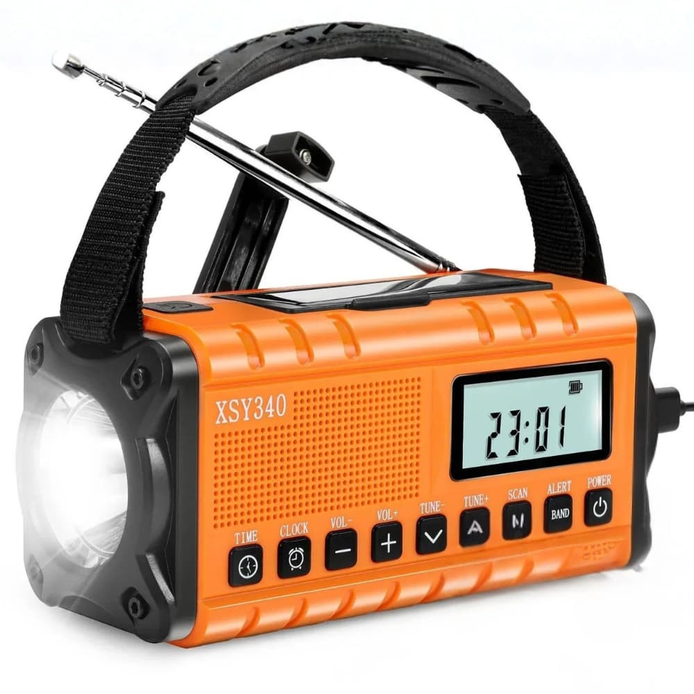 Crank-Powered Emergency Radio and Solar Flashlight