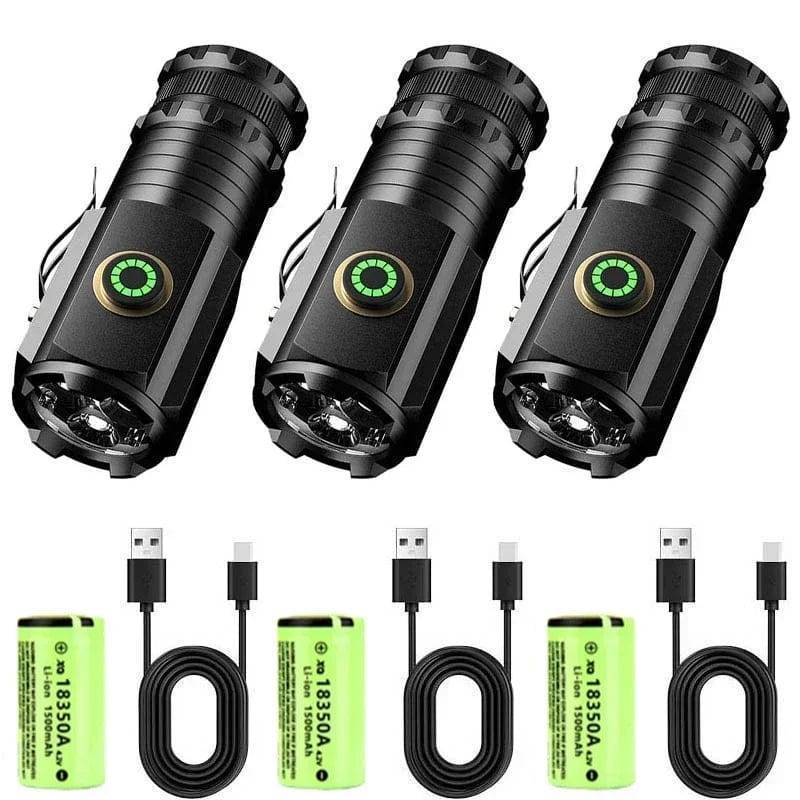 LED Flashlight with Magnetic Base – Rechargeable via USB