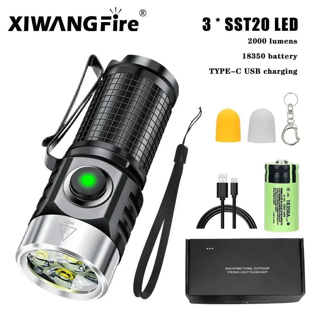 LED Flashlight with Magnetic Base – Rechargeable via USB