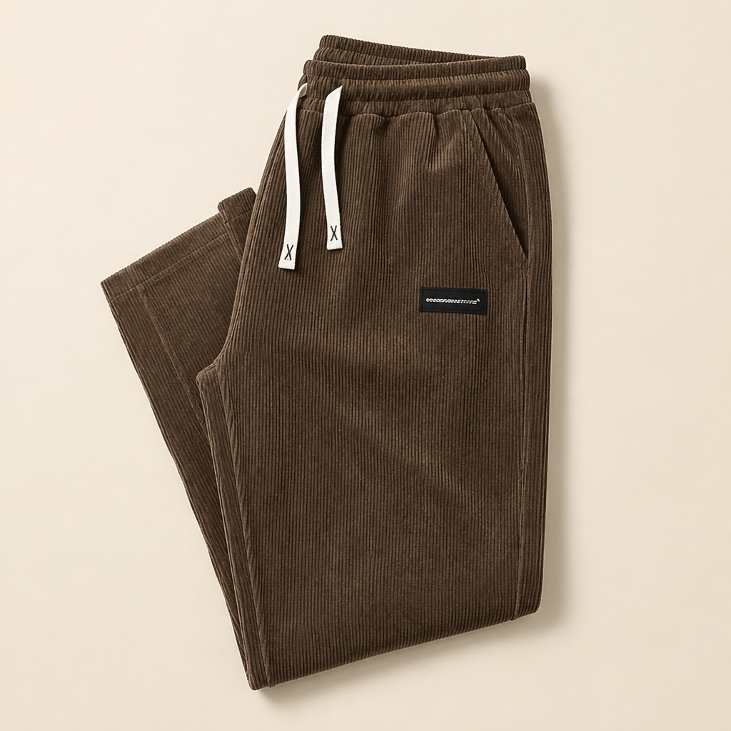BlazeStride™ – Relaxed Straight-Leg Corduroy Pants with Drawstring Waist