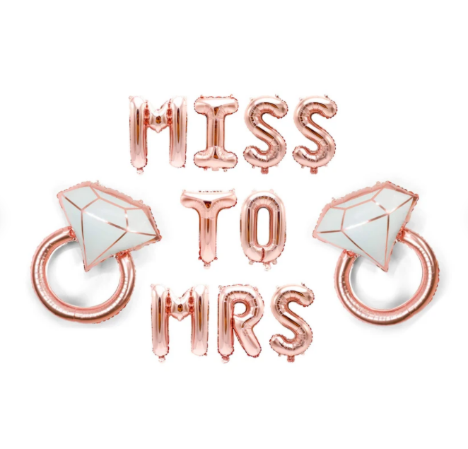 Miss To Mrs Letter Balloon Banner Party Decorations for Bridal Shower or Bachelorette Decorations