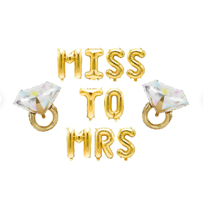 Miss To Mrs Letter Balloon Banner Party Decorations for Bridal Shower or Bachelorette Decorations