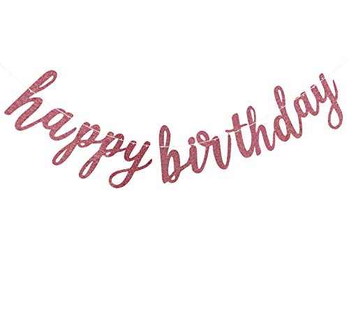 Rose Gold Happy Birthday Alphabet Banner for Birthday Party Decorations