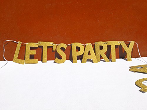 Glitter Gold Alphabet LET'S PARTY Banner for Bachelorette party Decoration