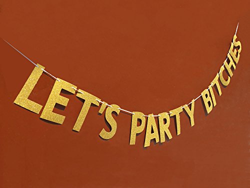 Glitter Gold Alphabet LET'S PARTY Banner for Bachelorette party Decoration