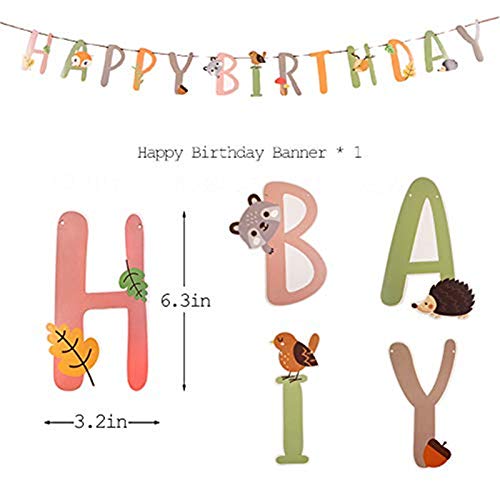 Woodland Animal Balloons & Happy Birthday Banner Birthday Party Decorations