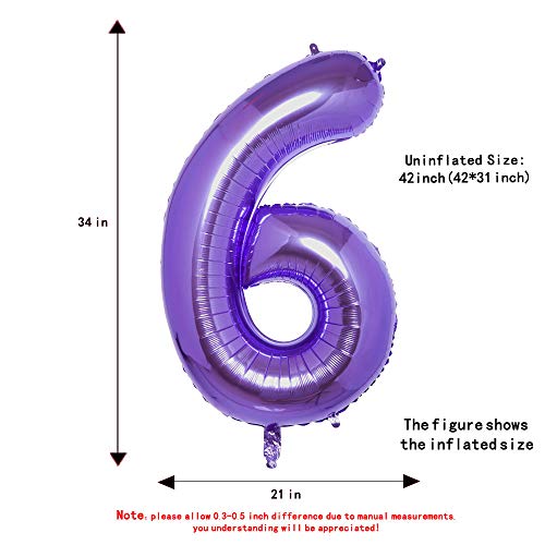 40 Inch Purple Jumbo Digital Number Balloons Foil Mylar Balloons for Birthday Party and Anniversary