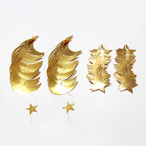 Gold Star Moon Garland Streamers Banner Backdrop for Wedding Bridal Shower Decor