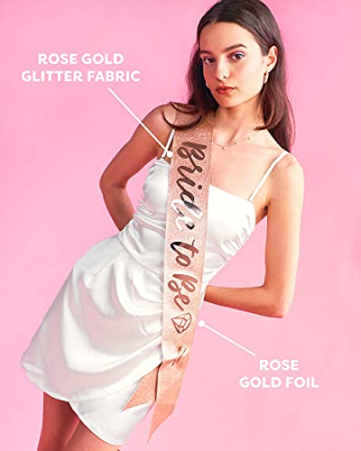 Rose Gold Glitter Bachelorette Party Sash for Bachelorette Party Decorations