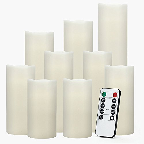 Set of 9 Flameless Candle with Remote Control for Wedding Centerpieces