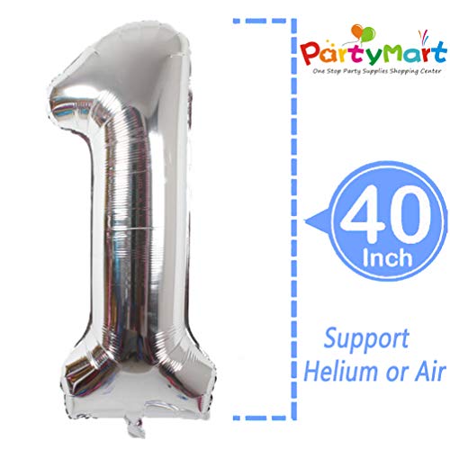 40 inch Giant Number Silver Foil Balloon for Birthday Party Anniversary