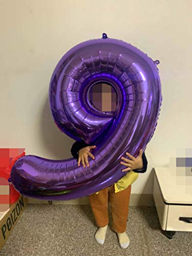 40 Inch Purple Jumbo Digital Number Balloons Foil Mylar Balloons for Birthday Party and Anniversary