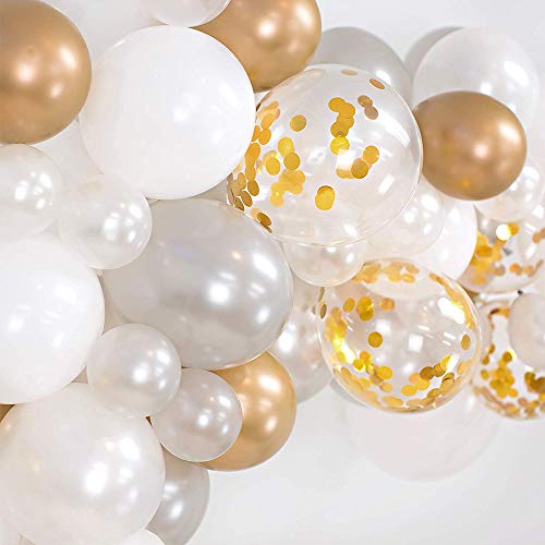 133Pcs White and Gold Balloon Arch for Weddings Bridal Shower Decorations