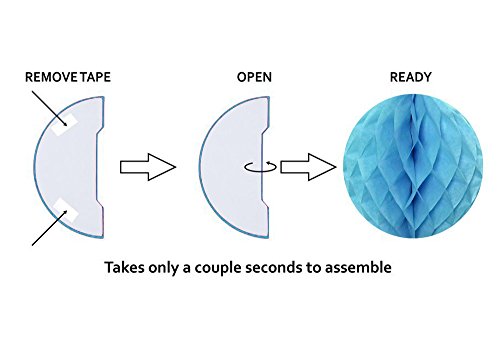 Blue Happy Birthday Banner Honeycomb balls Swirls Streamers for Birthday Decorations