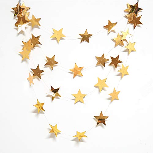 Gold Star Moon Garland Streamers Banner Backdrop for Wedding Bridal Shower Decor