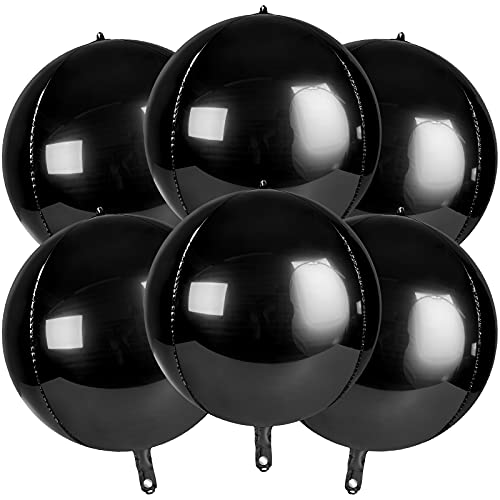 Black 4D Balloons 6Pcs 18 inch Mylar Foil Balloons Great for Birthday Wedding Party