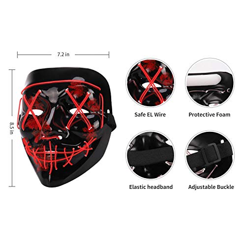 Scary Halloween Mask, LED Light up Mask Cosplay for Halloween Party Decorations