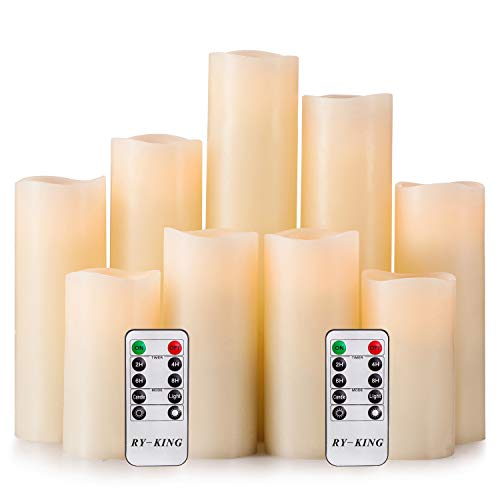Set of 9 Flameless Candle with Remote Control for Wedding Centerpieces
