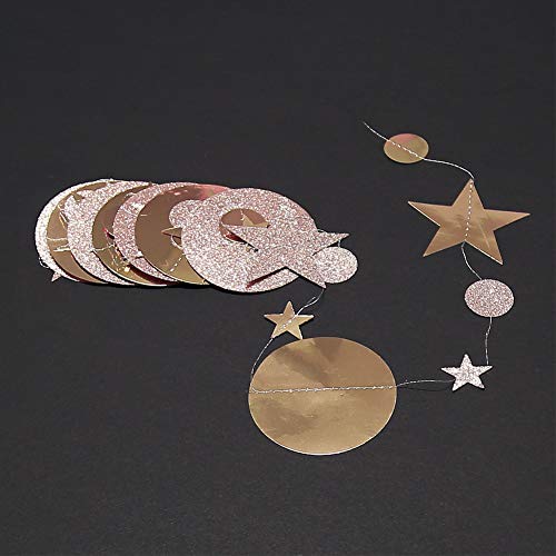 Champagne Circle Dot Garland Twinkle Star Hanging Streamer for New Year Birthday