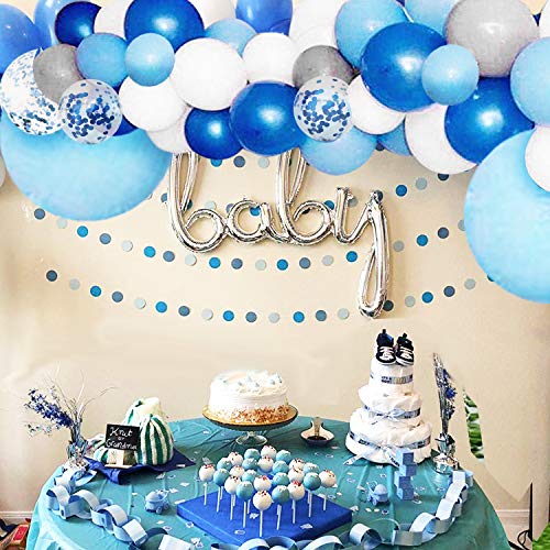 135 Pieces Blue and White Balloon Garland Arch Kit for Baby Shower Birthday Party