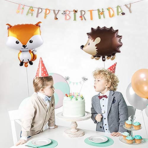 Woodland Animal Balloons & Happy Birthday Banner Birthday Party Decorations