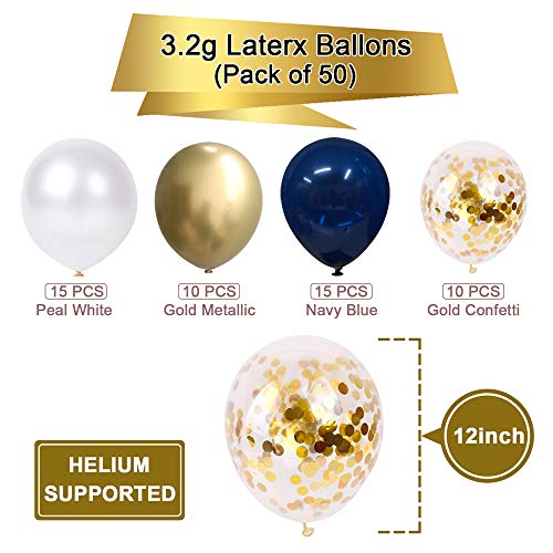 50 pcs Navy Blue and Gold Confetti Balloons Birthday Balloons for Graduation Birthday