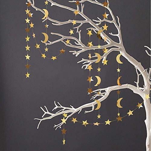 Gold Star Moon Garland Streamers Banner Backdrop for Wedding Bridal Shower Decor