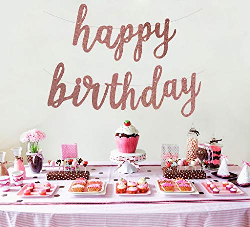 Rose Gold Happy Birthday Alphabet Banner for Birthday Party Decorations