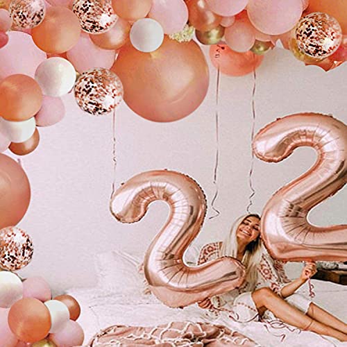 152pcs Rose Gold Balloon Arch with Confetti Latex Balloons for Baby Shower Wedding