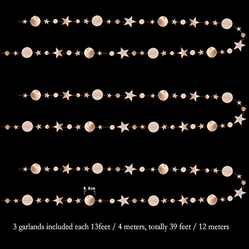 Champagne Circle Dot Garland Twinkle Star Hanging Streamer for New Year Birthday
