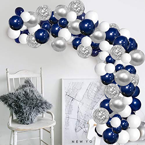 120 pcs Silver Blue Balloons Garland Kit for Bridal Shower Wedding Decorations