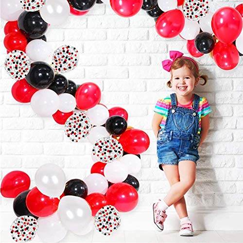 DIY Red Black White Balloon Garland Arch Kit - Red White Black Party Balloons 16ft Arch Strip for Circus BBQ Casino Poker Quinceanera Graduation Baby Shower Birthday Party Decorations