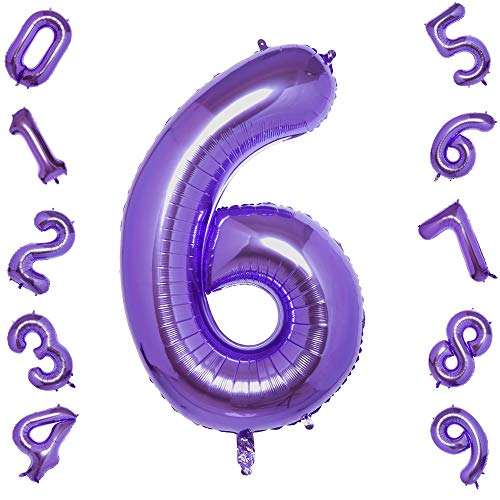 40 Inch Purple Jumbo Digital Number Balloons Foil Mylar Balloons for Birthday Party and Anniversary
