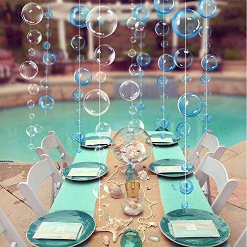 4 Strings Flat Under the Sea Blue Bubble Garlands for Little Mermaid Party Decorations