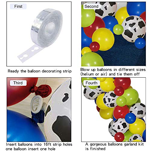 120pcs Toy Inspired Cow Printed Balloons Arch for Kids Birthday Party