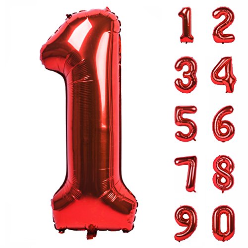 40 Inch Red Large Numbers Jumbo Balloons for Birthday Party Decorations
