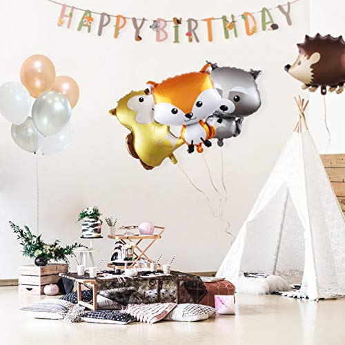 Woodland Animal Balloons & Happy Birthday Banner Birthday Party Decorations